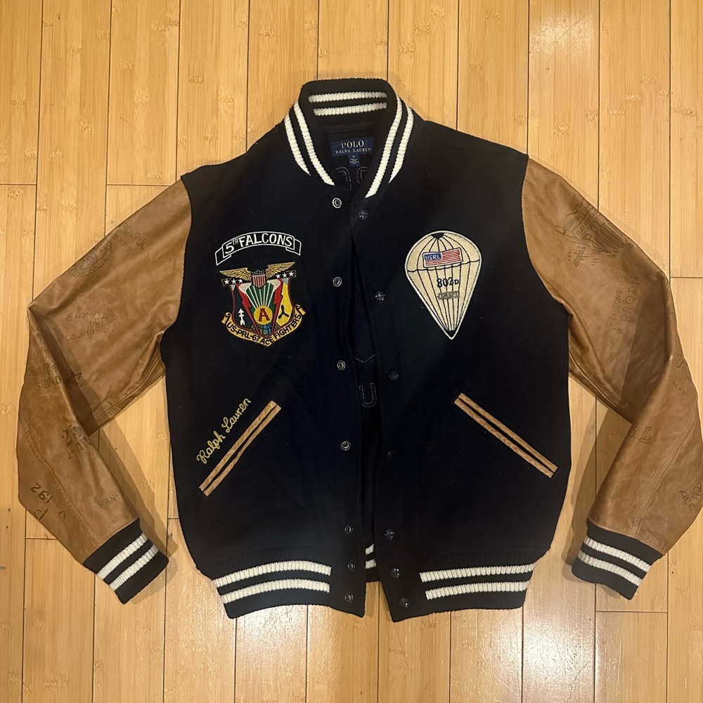 Ralph Lauren Polo Limited Edition Varsity Flight wool leather jacket